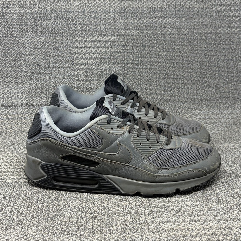 Nike Air Max 90 FZ3984-900 Men's Size 13 Gray Black Leather Running Shoes